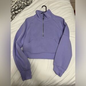 Lilac smoke lululemon funnel neck half zip scuba